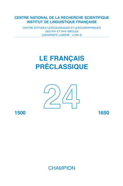 FPC - Le Français Préclassique n°24 - volume 24