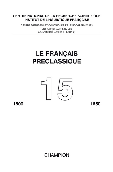 FPC - Le Français préclassique 15 - 2013