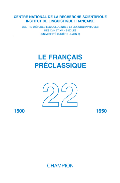 FPC - FRANCAIS PRECLASSIQUE N.22 2020