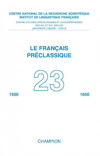 FPC - Le français préclassique n°23 - 2021