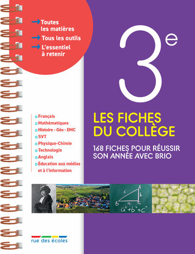 Les fiches du collège 3e - 168 fiches pour réussir son année avec brio