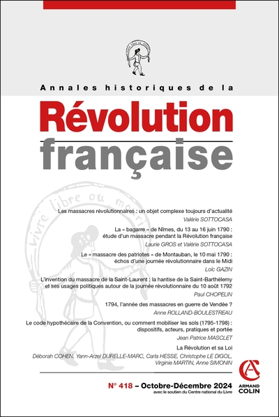 Annales historiques de la Révolution française Nº418 4/2024