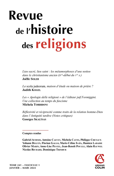 Revue de l'histoire des religions - Nº1/2024 - Varia