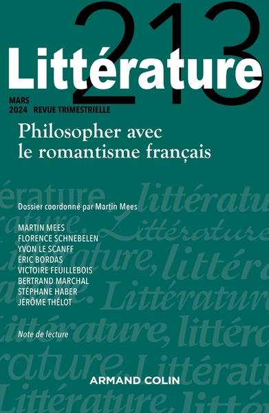 Littérature Nº213 1/2024 - Philosopher avec le romantisme français