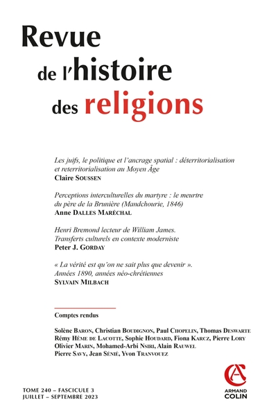 Revue de l'histoire des religions - Nº3/2023