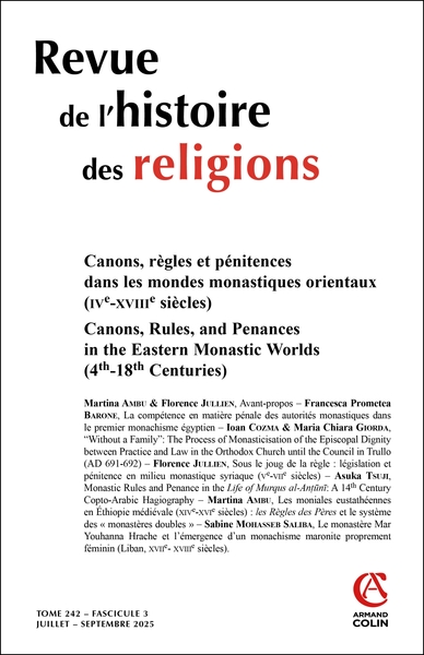 Revue de l'histoire des religions - Nº3/2025 - Varia