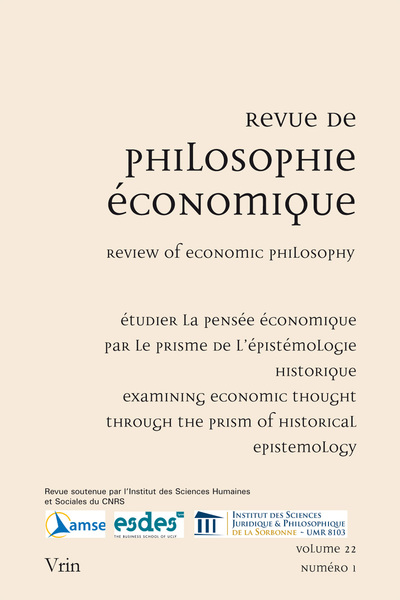 Étudier la pensée économique par le prisme de l'épistémologie historique Examining Economic Thought through the Prism of Historical Epistemology