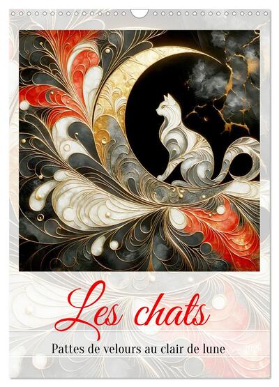 CALVENDO Animaux - Les chats - Pattes de velours au clair de lune (Calendrier mural 2026 DIN A3 horizontal), CALVENDO calendrier mensuel - Voyage annuel avec des chats sous le signe de la lune.