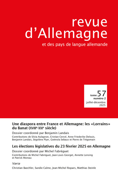 Revue d'Allemagne et des pays de langue allemande n°57-2/2025