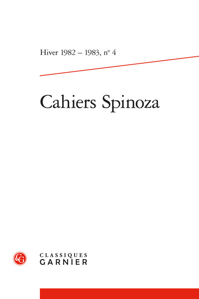 Cahiers Spinoza