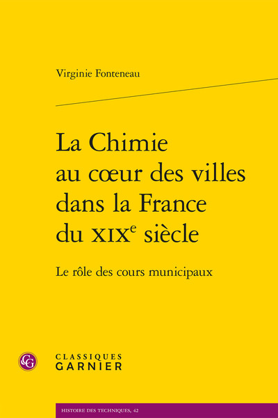 La Chimie au coeur des villes dans la France du XIXe siècle - Le rôle des cours municipaux