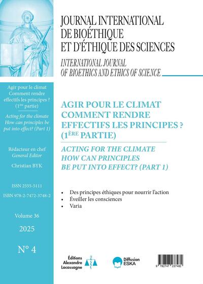 Agir pour le climat comment rendre effectifs les principes ? 1ère partie - Journal International de Bioéthique et d'Ethique des Sciences vol 36 n°4