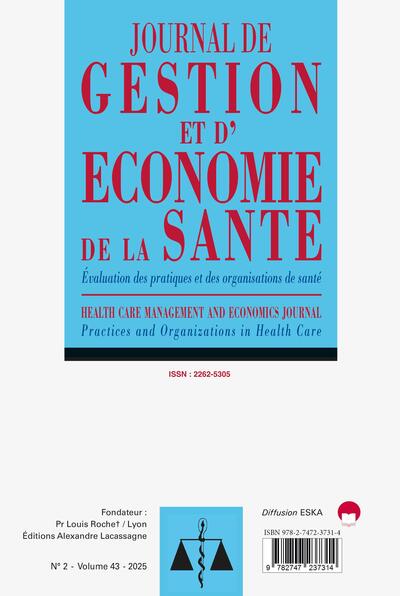 évaluation des pratiques et des organisations de santé - journal de gestion et d'économie de la santé n°2-2025