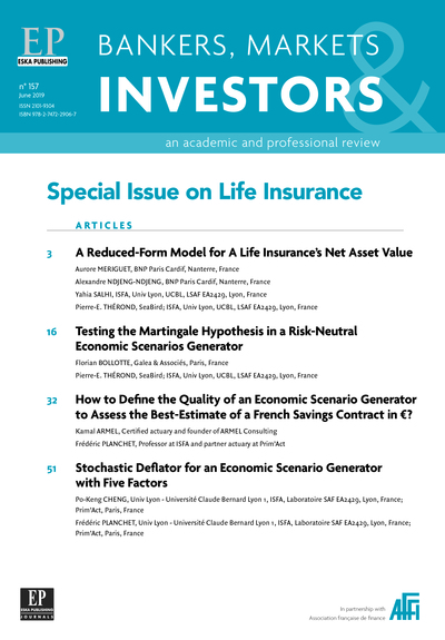 SPECIAL ISSUE ON LIFE INSURANCE-BANKERS-MARKETS-INVESTORS 157-JUNE 2019 - A REDUCED-FORM MODEL FOR A LIFE INSURANCE'S NET ASSET VALUE....