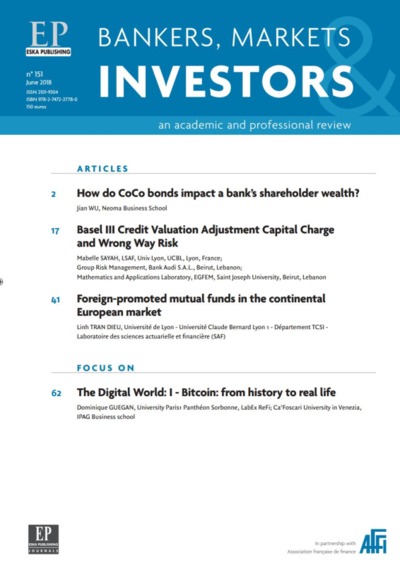 BASEL III CREDIT VALUATION ADJUSTMENT CAPITAL CHARGE et WRONG WAY RISK-BMI 151 - BANKERS, MARKETS INVESTORS N°151-JUNE 2018