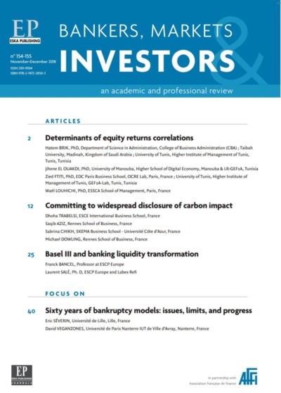 DETERMINANTS OF EQUITY RETURNS CORRELATIONS - BMI 154-155 - BANKERS, MARKETS INVESTORS N°153-154-NOVEMBER-DECEMBER 2018