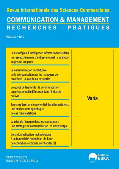 Communication et management vol 21 n°2 - revue internationale des sciences commerciales