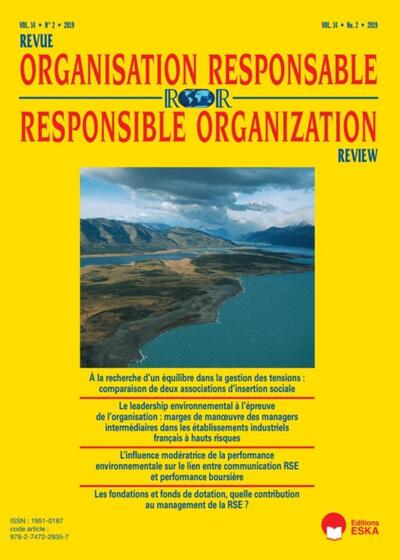 LE LEADERSHIP ENVIRONNEMENTAL A L'EPREUVE DE L'ORGANISATION-ROR 2-2019 - REVUE DE L'ORGANISATION RESPONSABLE VOL 14 N°2-2019