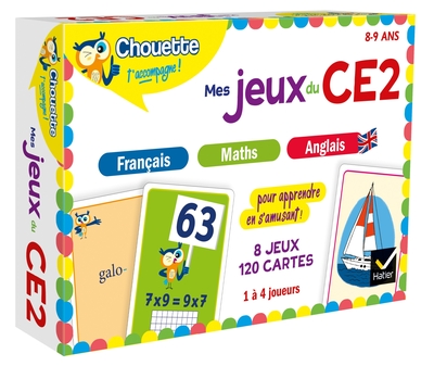 Mes jeux du CE2 en français, maths, anglais - 8 jeux éducatifs - 120 cartes