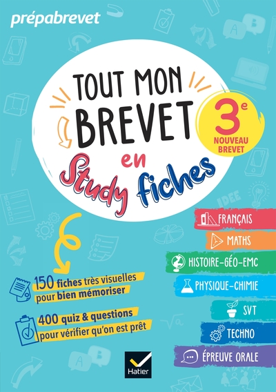 Tout mon brevet 2025 en studyfiches - 3e (toutes les matières) - fiches visuelles & quiz pour réviser son brevet facilement