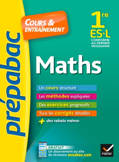 Maths 1re ES, L - Prépabac Cours & entraînement