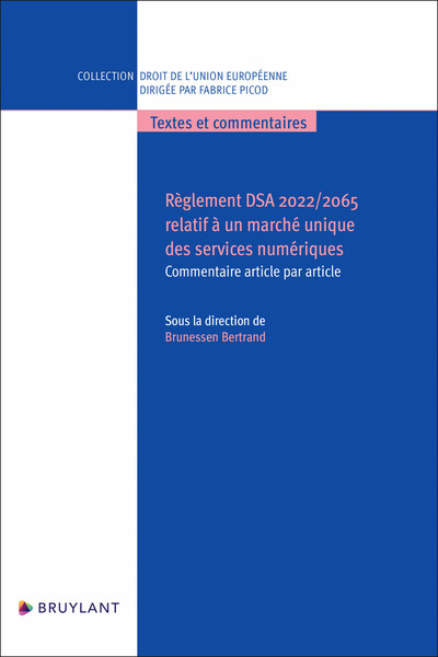 Règlement DSA 2022/2065 relatif à un marché unique des services numériques