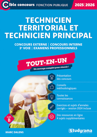 Cible Concours fonction publique - Technicien territorial – Technicien principal – Tout-en-un (Concours 2025-2026) - Concours externe – Concours interne – 3e voie – Examens professionnels