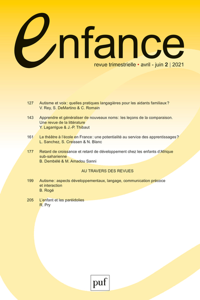 Enfance 2021, n° 73(2) - Varia