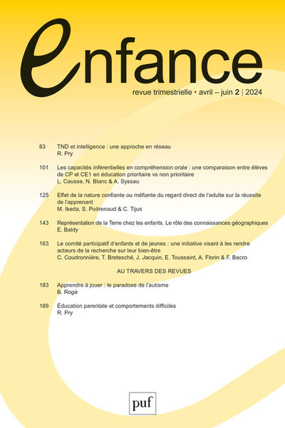ENFANCE 2024, N.76(2) - Varia