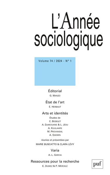 Annee sociologique 2024, vol. 74(1)