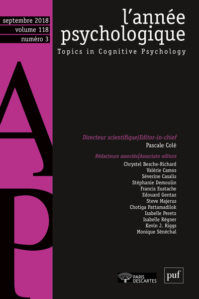 Année psychologique (l') - Topics in Cognitive Psychology - L'ANNEE PSYCHOLOGIQUE- 2018 - 3