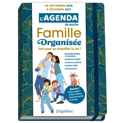 L'agenda de poche 2027 de la famille organisée - bleu (de sept. 2026 à déc. 2027)