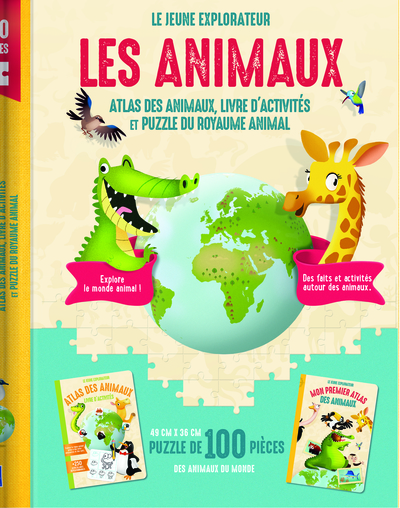 Coffret Les animaux Le jeune explorateur - Atlas des animaux, livre d'activités et puzzle du royaume animal 