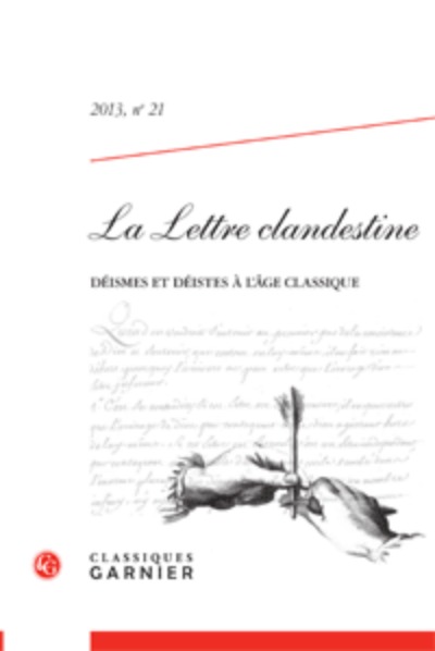 La Lettre clandestine - Déismes et déistes à l'âge classique