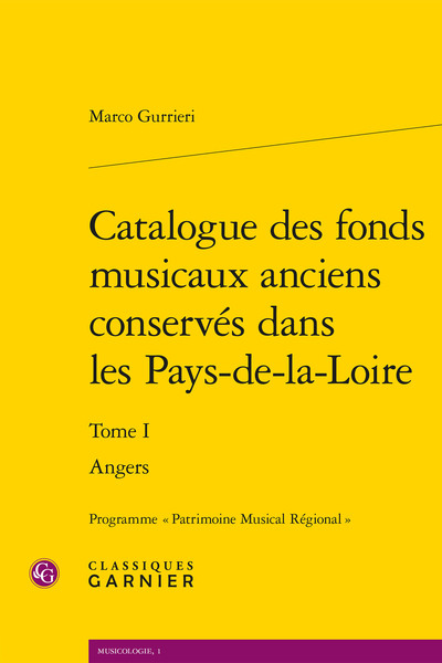Catalogue des fonds musicaux anciens conservés dans les Pays-de-la-Loire - Angers