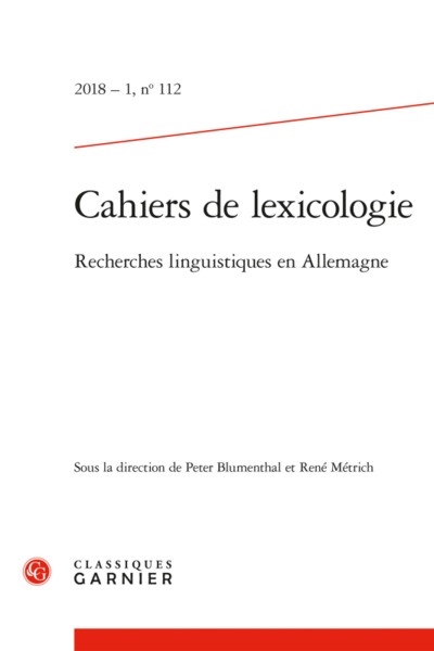 Cahiers de lexicologie - Recherches linguistiques en Allemagne