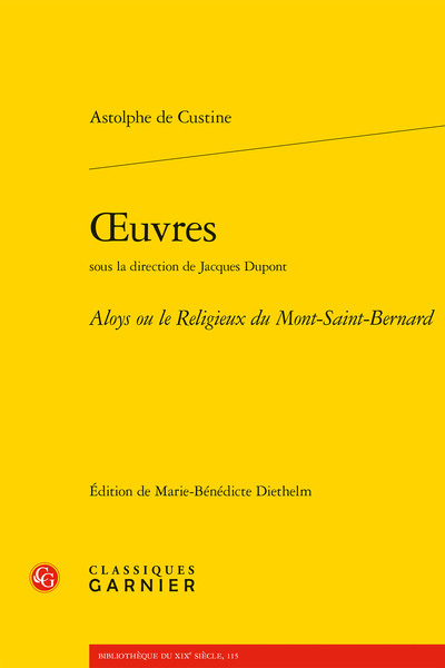 oeuvres - Aloys ou le Religieux du Mont-Saint-Bernard