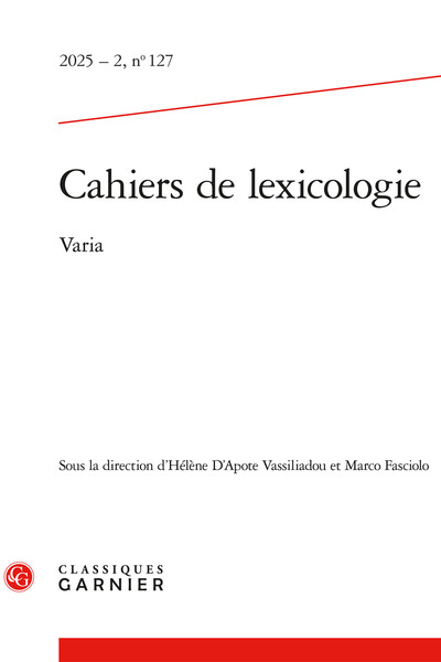 Cahiers de lexicologie - Varia