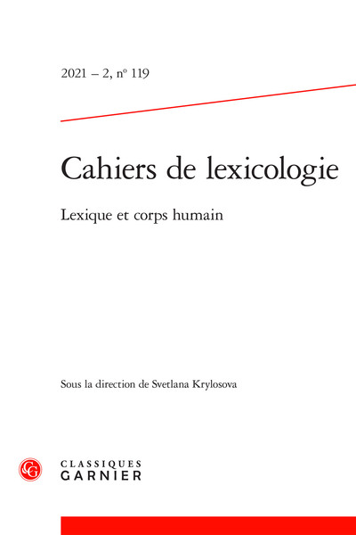 Cahiers de lexicologie - Lexique et corps humain