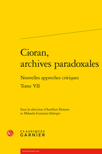Cioran, archives paradoxales - Nouvelles approches critiques