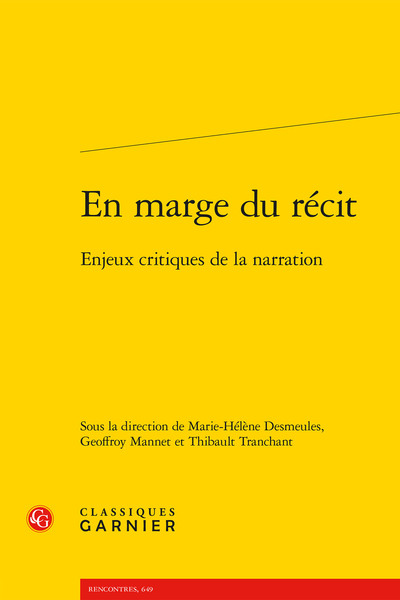 En marge du récit - Enjeux critiques de la narration