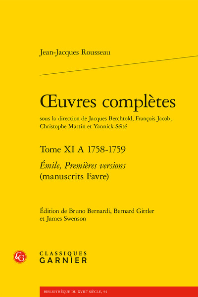 oeuvres complètes - Émile, Premières versions (manuscrits Favre)