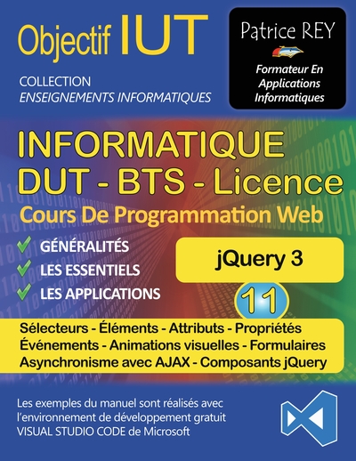 DUT Informatique - jQuery 3 (Tome 11) - avec Visual Studio Code