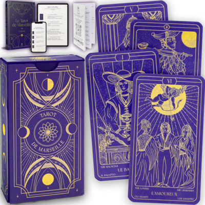 Tarot De Marseille - Tarot Divinatoire Avec Livret & E-Book Explicatif - Tarot divinatoire conçu et imprimé en France
