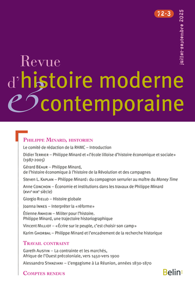 Revue d'histoire moderne et contemporaine, n° 72-3 (juillet-septembre 2025)