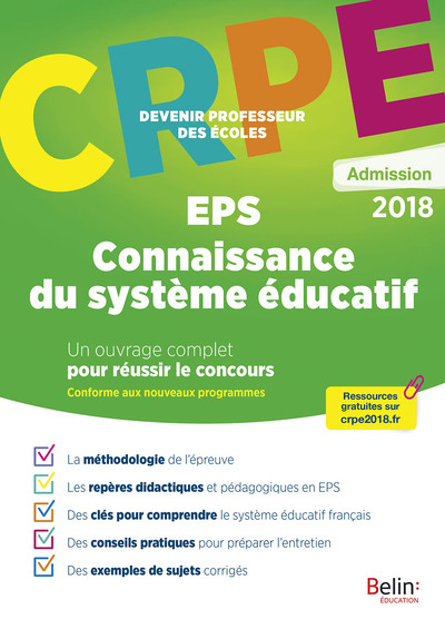CRPE ADMISSION EPS/SYSTEME EDUCATIF - Devenir Professeur des écoles
