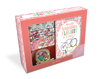 Coffret - Mes jolis bracelets fleuris à créer - Des tissus fleuris, des accessoires et un livre explicatif
