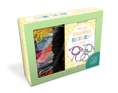 Mes jolis bracelets brésiliens à créer (coffret) - Des fils de différentes couleurs et un livre explicatif