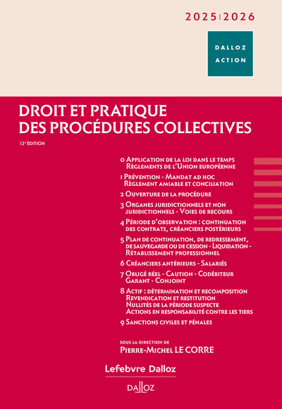 Droit et pratique des procédures collectives 2025/2026. 13e éd.