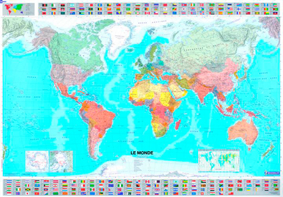 Cartes Murales - Carte routière et touristique Le Monde (plastifié - sous gaine)